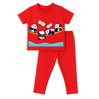 Playful Panda Cozy Cotton Short Sleeves and Full Pants Coord set for Babies and Kids| Unisex | doodledry