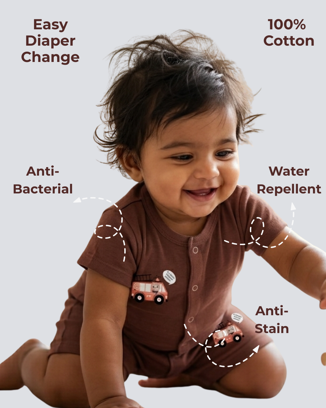 Mess-Proof Natural Cotton Unisex Rompers for Babies