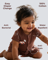Mess-Proof Natural Cotton Unisex Rompers for Babies