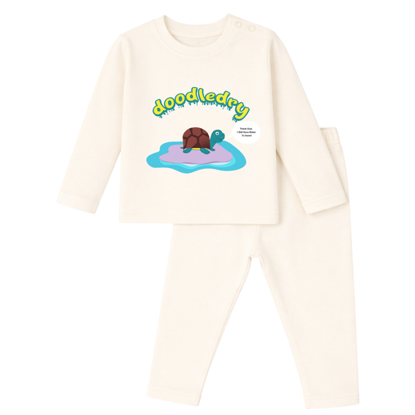 Spill‑Proof Puddle Turtle Unisex Co‑Ord Set – Pure Cotton (0–5Y)