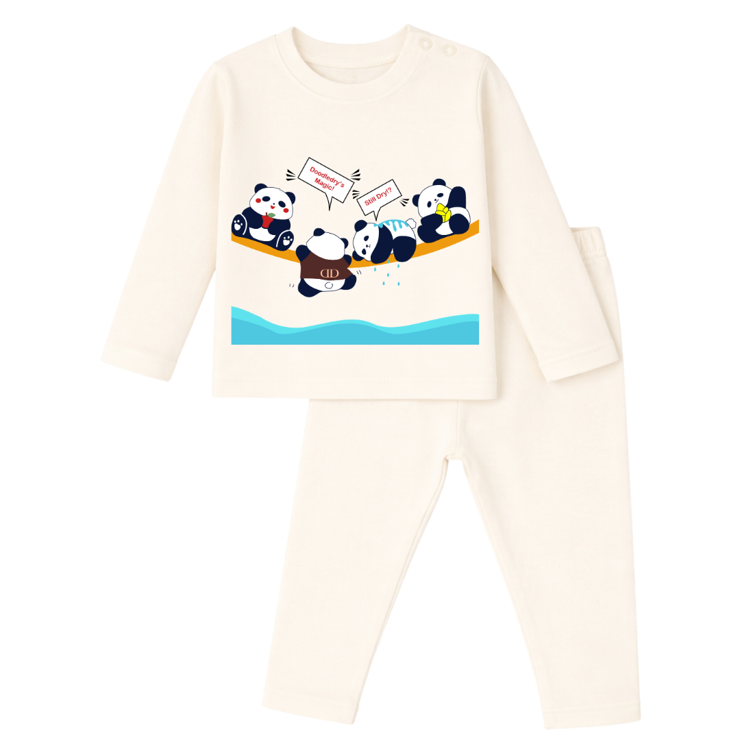 Playful Panda Cozy Cotton Full Sleeves and Full Pants Coord set for Babies and Kids| Unisex | doodledry