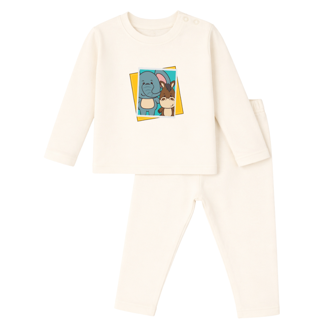 Elephant & Donkey Cozy Cotton Full Sleeves and Full Pants Coord set for Babies and Kids| Unisex | doodledry