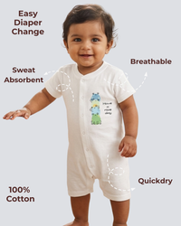 Easy Diaper Change Natural Cotton Unisex Rompers For Babies
