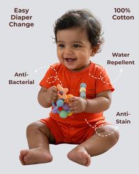 Easy Diaper Change Natural Cotton Unisex Rompers For Babies