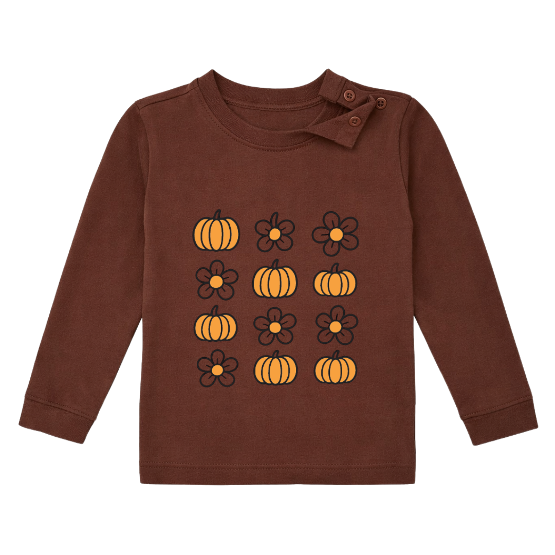 Pumpkin flowers Cozy Cotton Full Sleeves and Full Pants Coord set for Babies and Kids| Unisex | doodledry