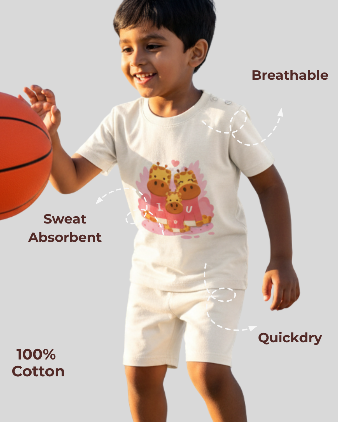 Mess-Proof Natural Cotton Baby & Kids Co-Ord Set (0–5 Years)