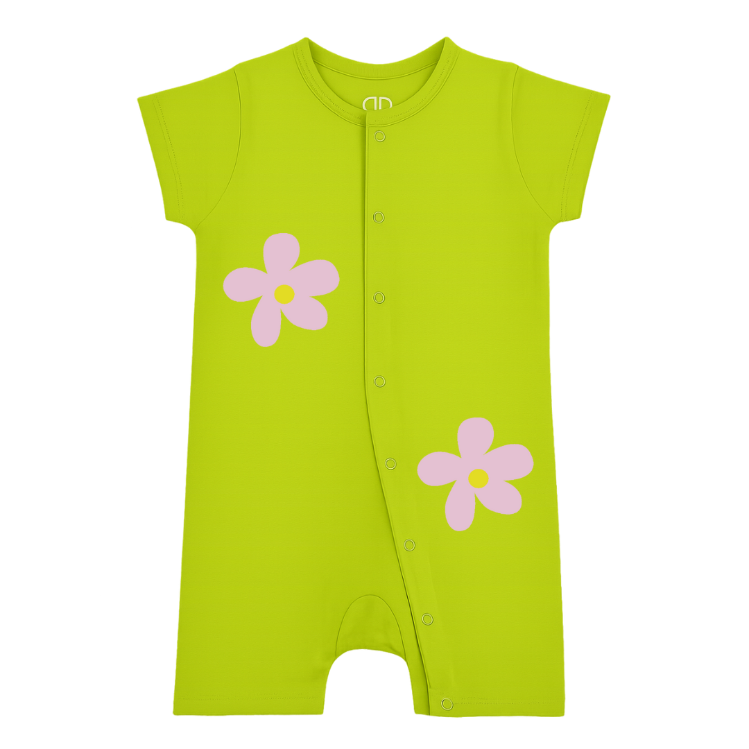 cute daisies soft and comfortable rompers for infants and newborn | easy diaper change | ideal for sleep or play | unisex | doodledry