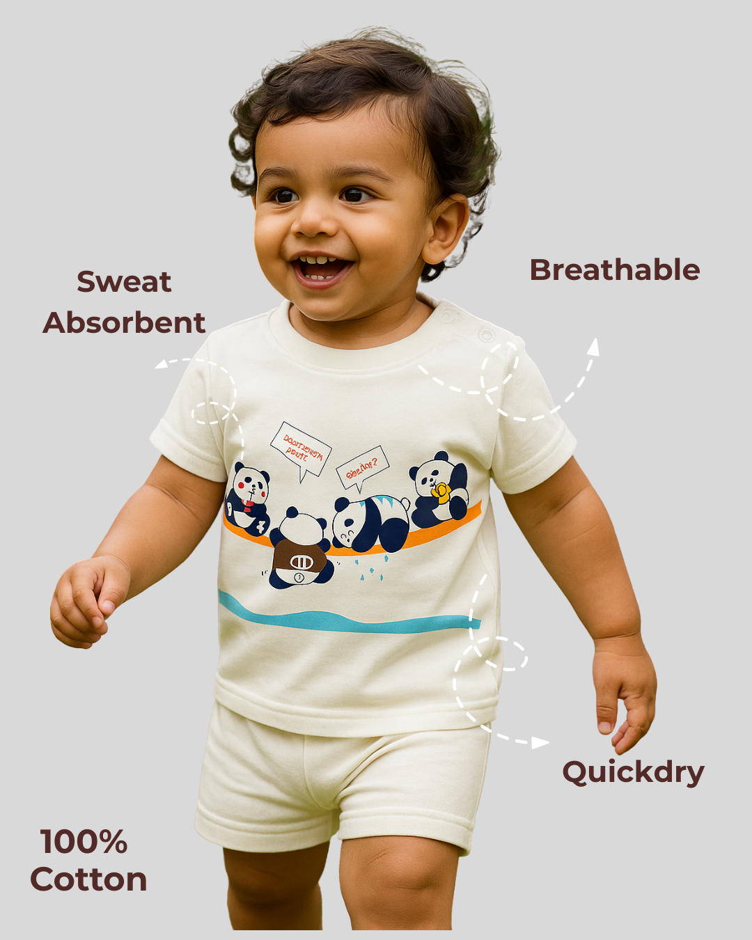 Spill-Proof Natural Cotton Baby & Kids Co-Ord Set (0–5 Years)