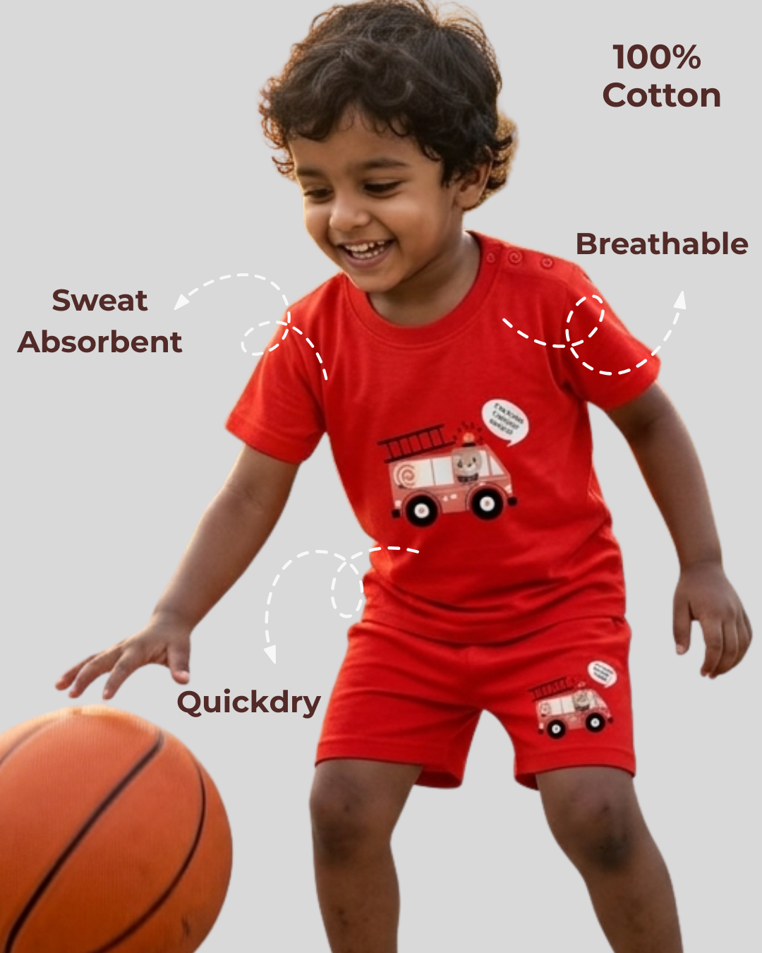Soft & Comfortable Natural Cotton Unisex Baby & Kids Co-Ord Set (0–5 Years)