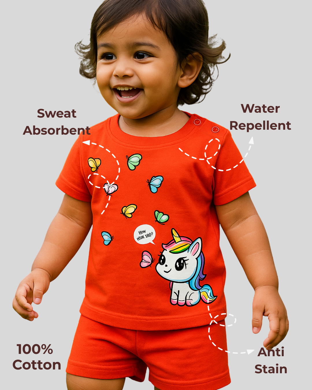 Spill-Proof Natural Cotton Unisex Baby & Kids Co-Ord Set (0–3 Years)