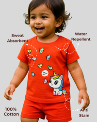 Spill-Proof Natural Cotton Unisex Baby & Kids Co-Ord Set (0–3 Years)