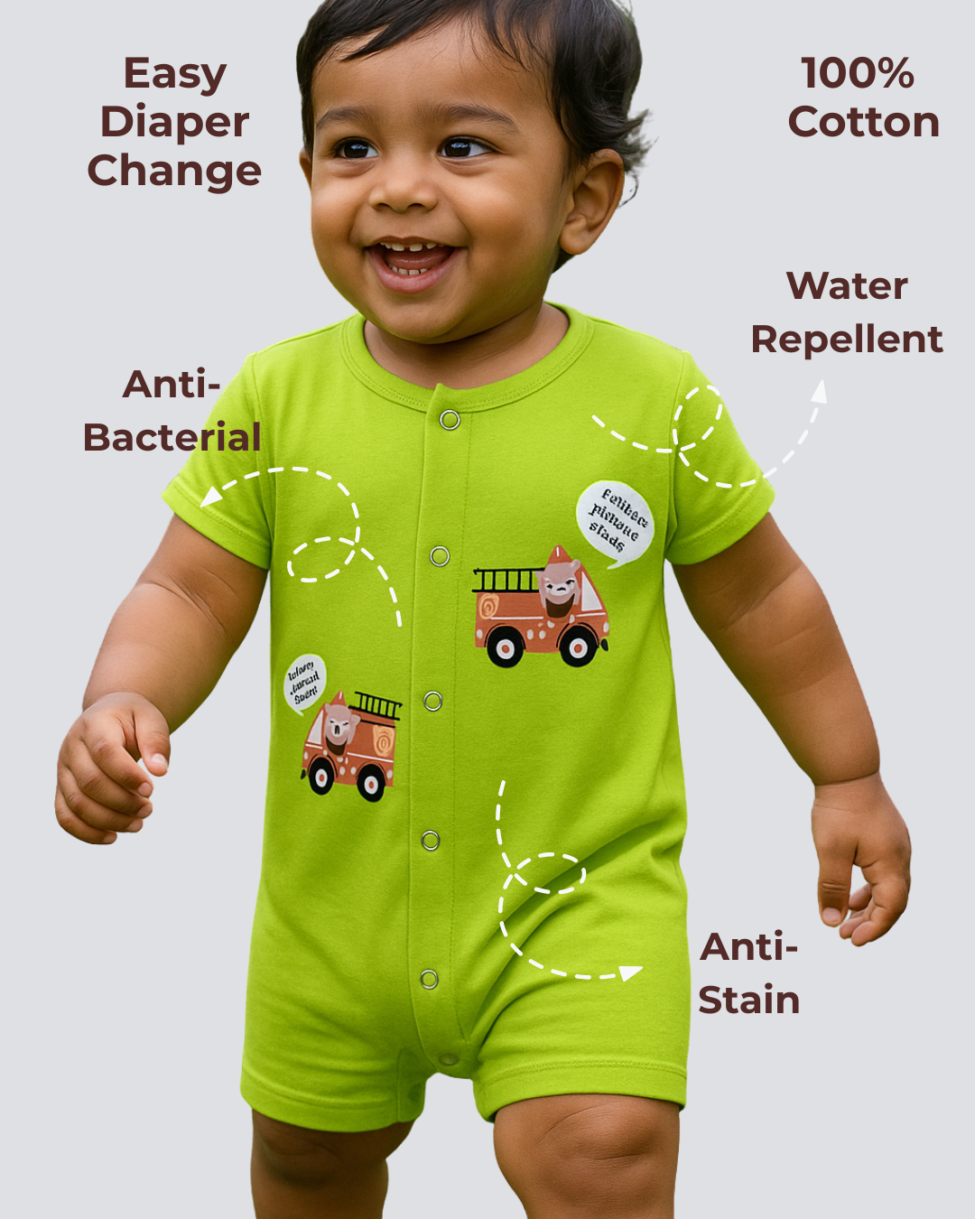 Mess-Proof Natural Cotton Unisex Rompers for Babies