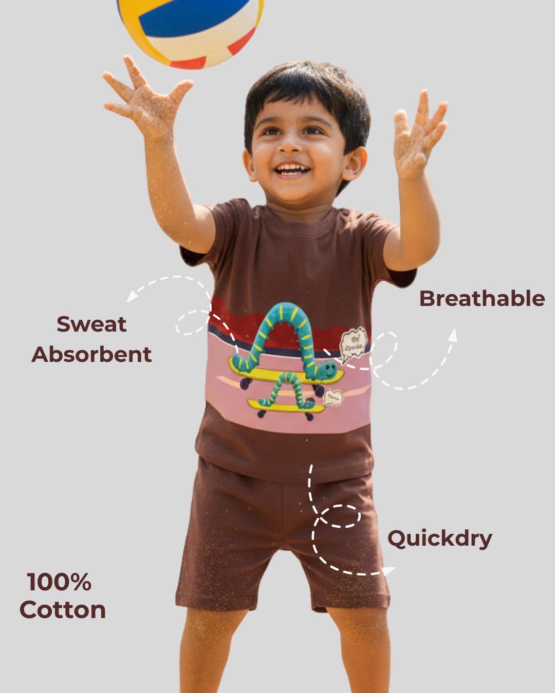 Mess-Proof Natural Cotton Unisex Baby & Kids Co-Ord Set (0–5 Years)