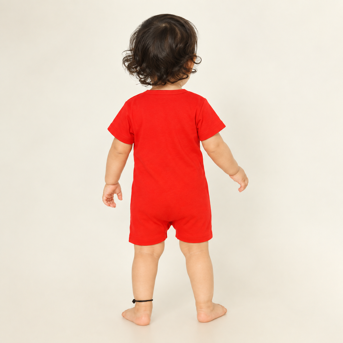 Red Cotton Baby Rompers – Spill & Stain Resistant, Blooming Daisy Print, 0–12 Months