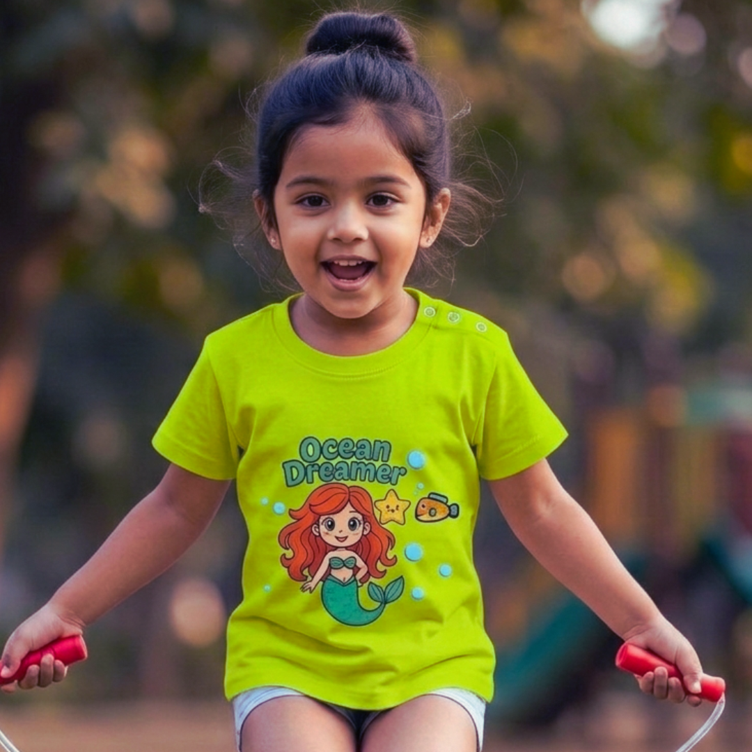 Fashionable Supergirl Tee | Stain-Free Sweat-Wicking | Green | Fashion Collection | 3-5Y