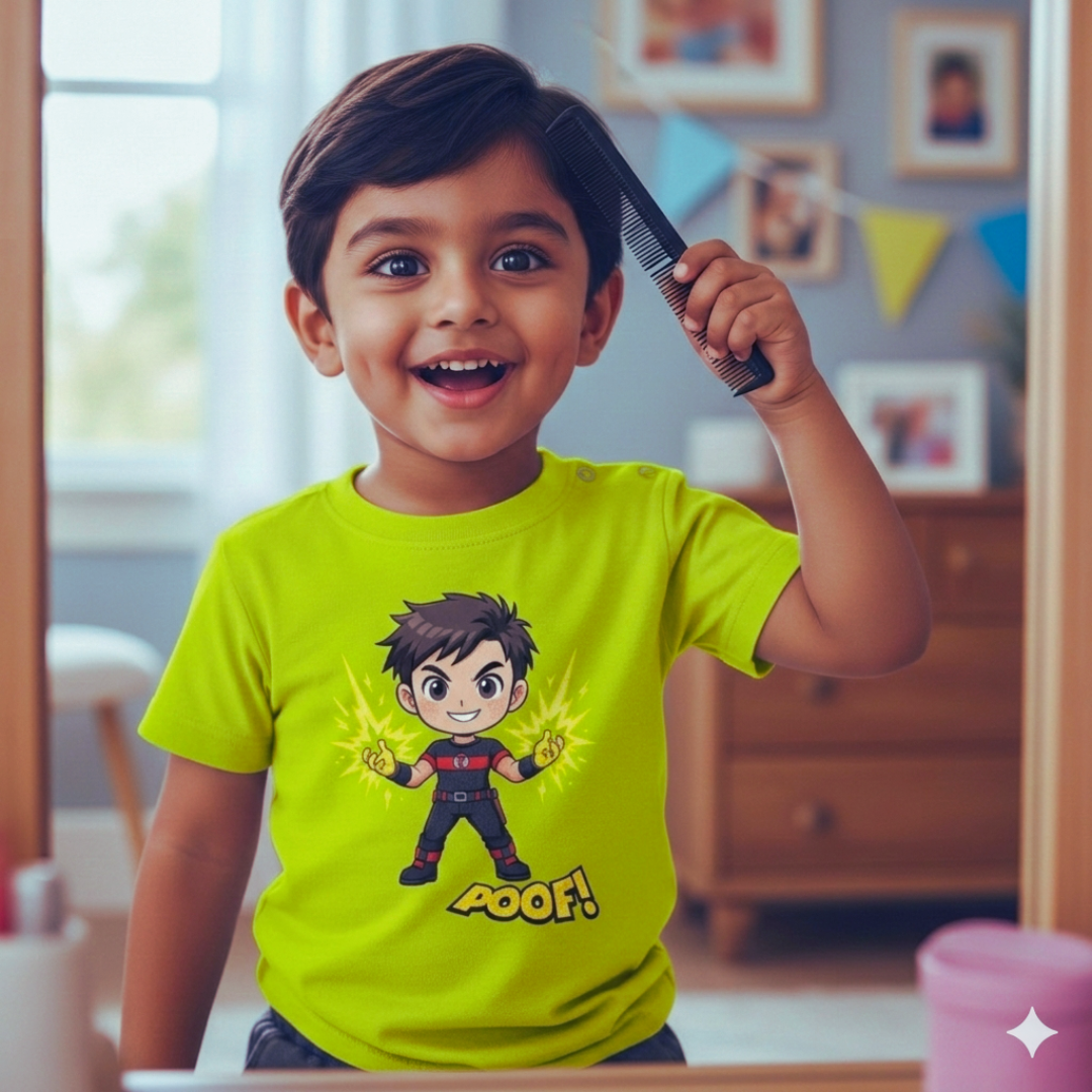 Worry-free Fashion Tee | Quick-Dry Stain-Resistant | Superboy Print | Green | 3-5Y