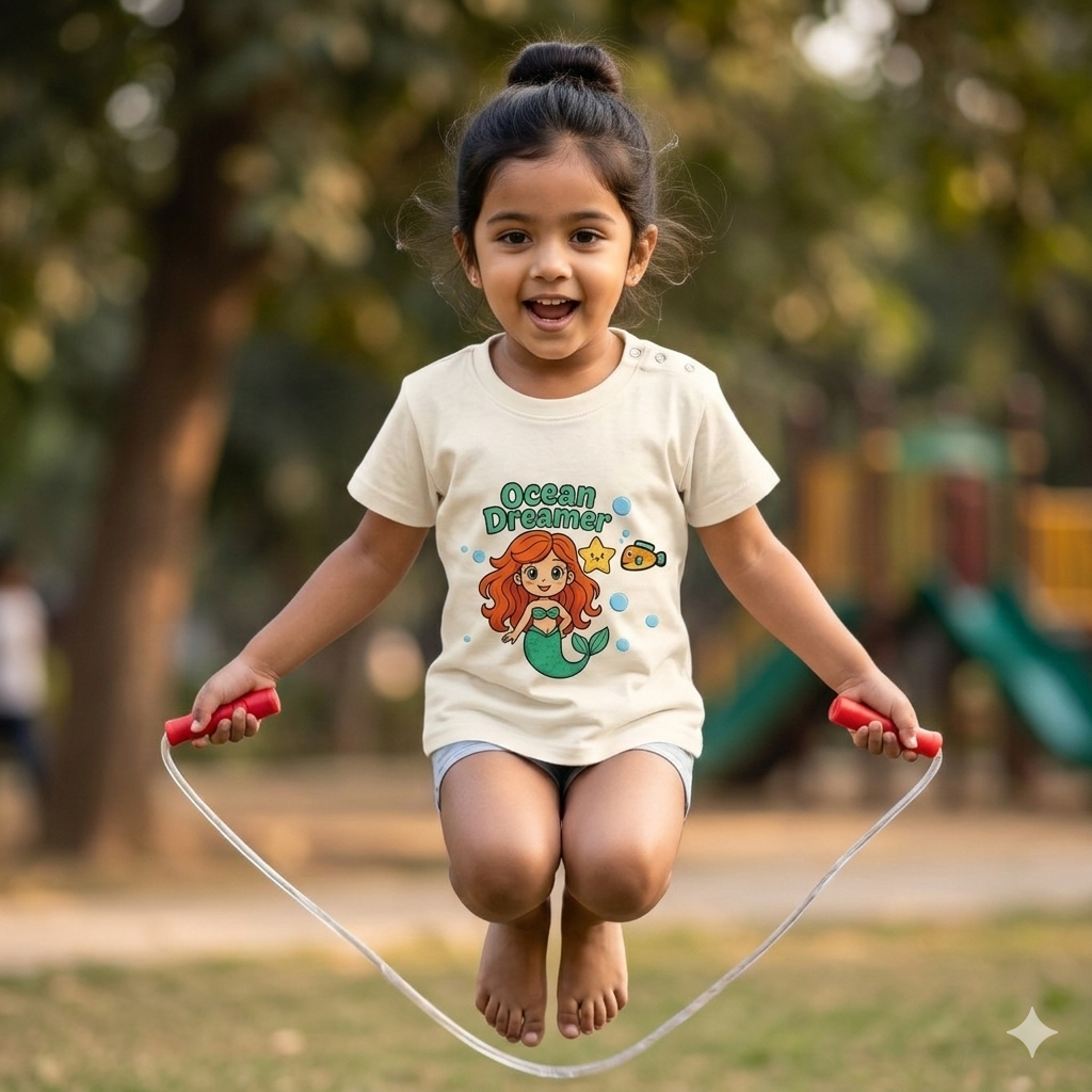 Fashionable Supergirl Tee | Stain-Free Sweat-Wicking | White | Fashion Collection | 3-5Y