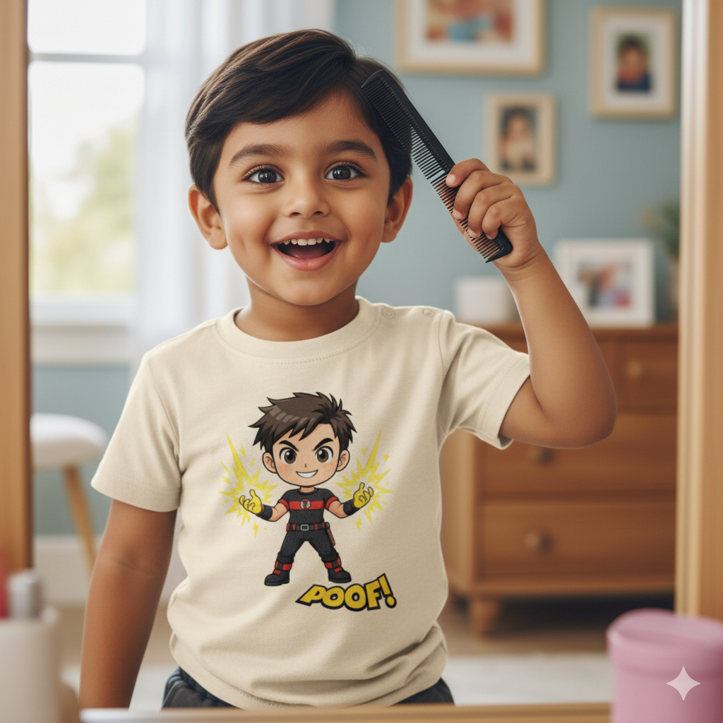 Worry-free Fashion Tee | Quick-Dry Stain-Resistant | Superboy Print | White | 3-5Y