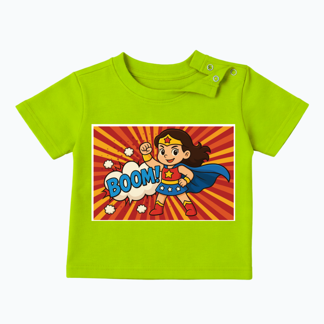 Stylish Supergirl Tee | Spill-Proof Mess-Proof | Green | Fashion Collection | 3-5Y